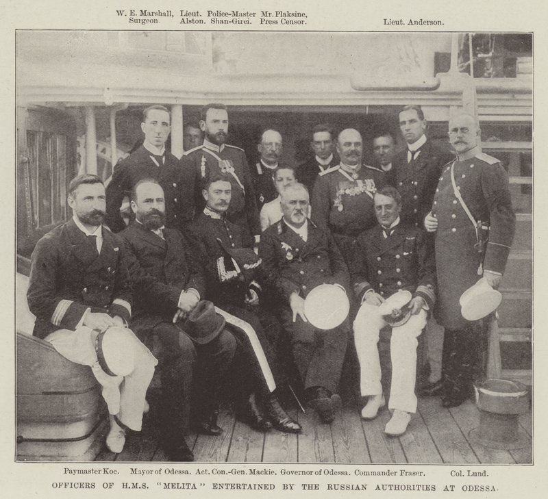 A HMS Melita tisztjeit az orosz hatóságok szórakoztatták Odesszában alkotó: English Photographer