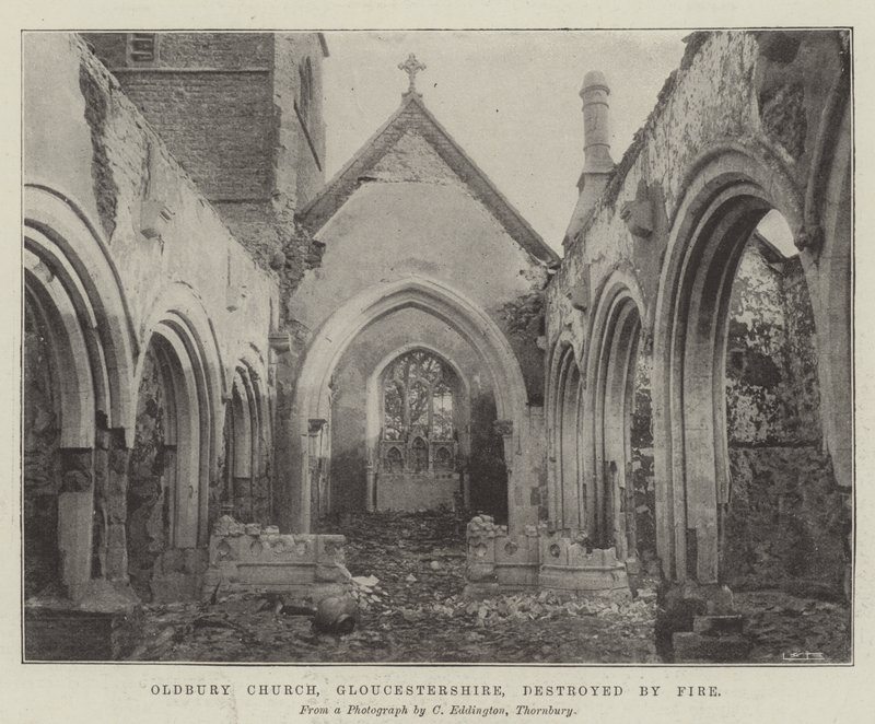 Oldbury templom, Gloucestershire, tűz pusztította el alkotó: English Photographer