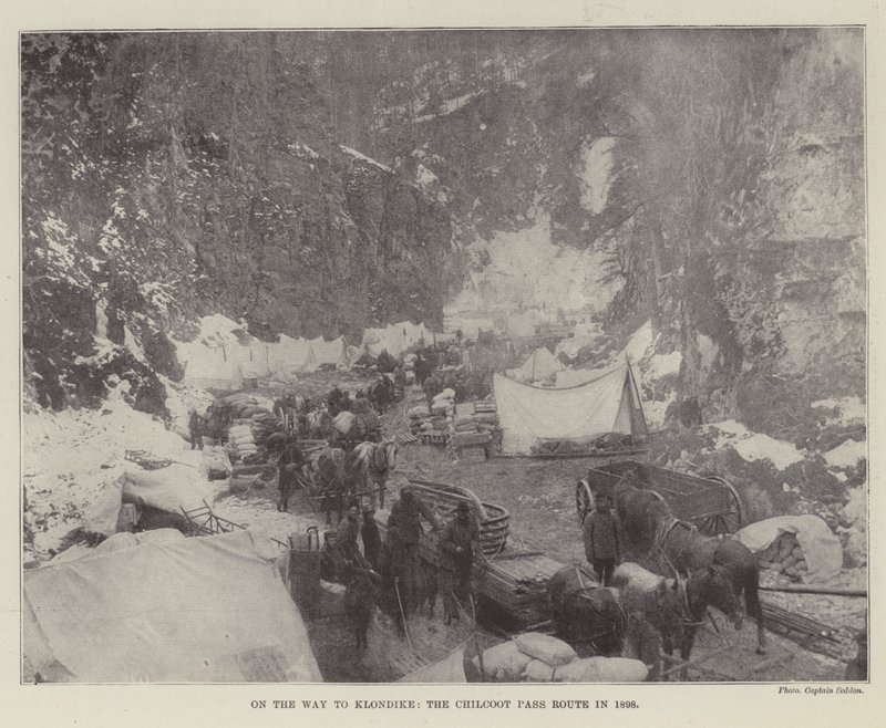 Útban Klondike felé, a Chilkoot Pass Route 1898-ban alkotó: English Photographer