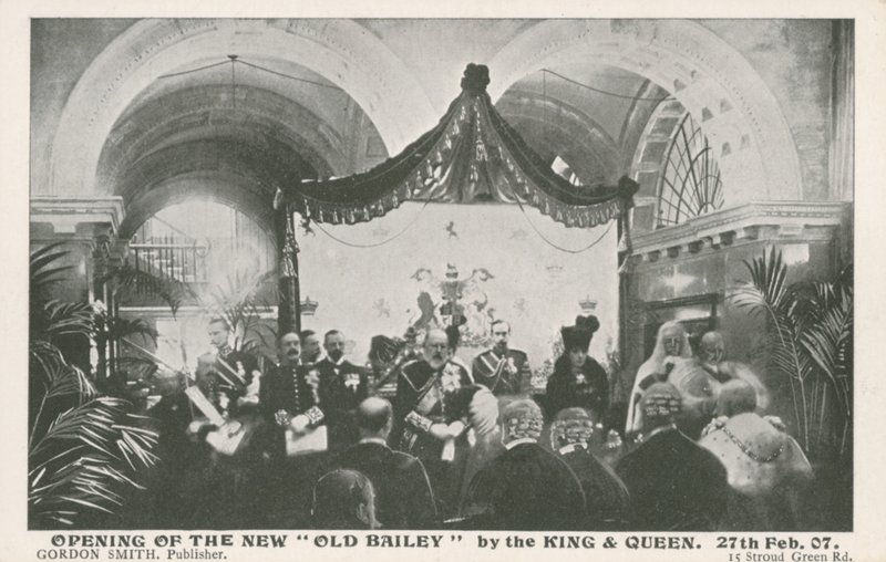 Az Old Bailey megnyitása a király és a királynő által, 1907. február 27-én alkotó: English Photographer