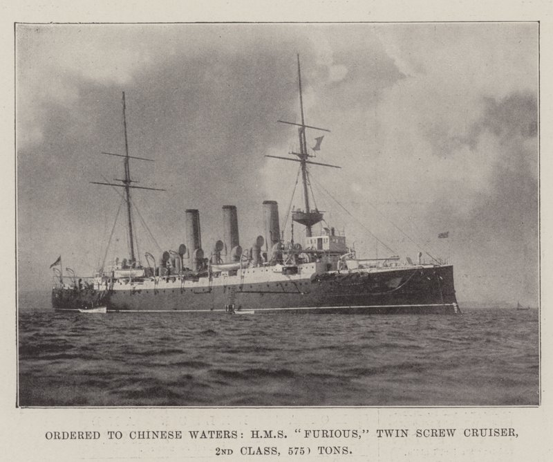Rendelve a Chinese Waters, HMS Furious, Twin Screw Cruiser, 2. osztály, 5750 tonna alkotó: English Photographer