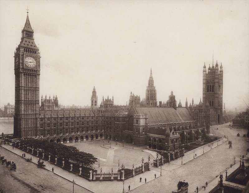 Westminster-palota, London (fekete-fehér fotó) alkotó: English Photographer