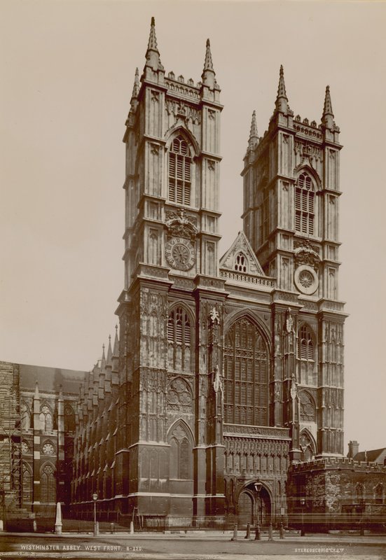 Képeslap a Westminster Abbey nyugati frontjának képével alkotó: English Photographer