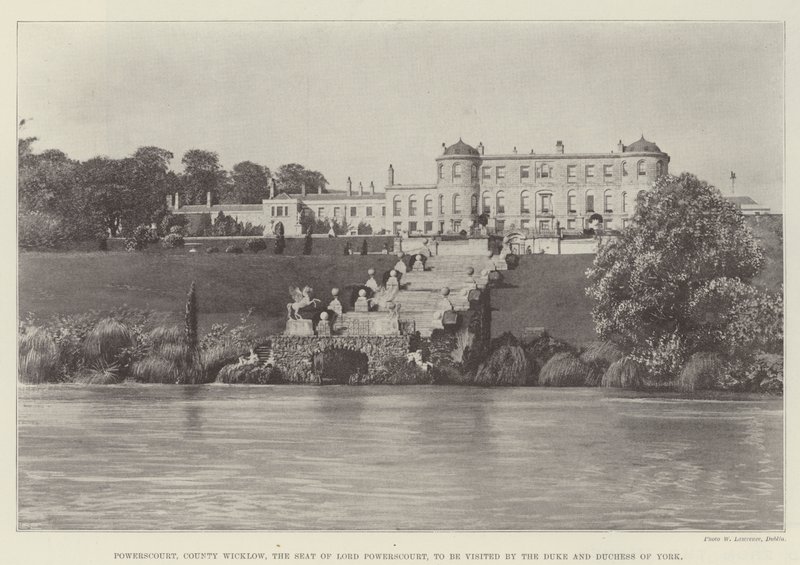 Powerscourt, Wicklow megye, Lord Powerscourt székhelye, amelyet York hercege és hercegnője látogat meg alkotó: English Photographer