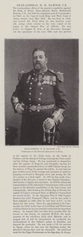 H M Rawson ellentengernagy, CB, a benini büntetőexpedíció parancsnoka alkotó: English Photographer