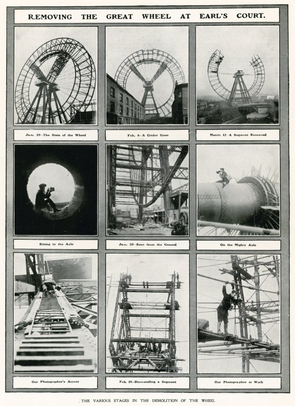 A nagy kerék eltávolítása a londoni Earls Courtban alkotó: English Photographer