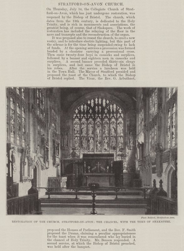 A Stratford-on-Avon-i templom, a kancellár helyreállítása Shakespeare sírjával alkotó: English Photographer