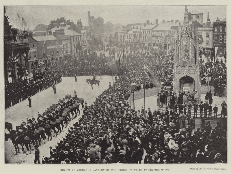 A walesi herceg áttekintése a Yeomanry lovasságról, Devizes, Wilts alkotó: English Photographer