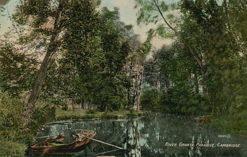 Granta folyó, Paradicsom, Cambridge. 1913-ban feladott képeslap. alkotó: English Photographer