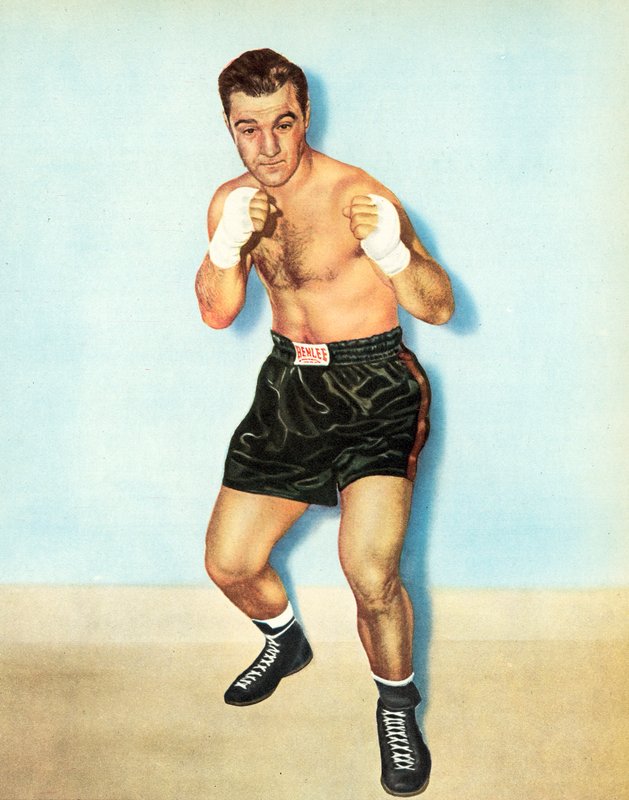 Rocky Marciano, a nehézsúlyú ökölvívó világbajnok, negyvennyolc profi küzdelemben veretlen (fotó) alkotó: English Photographer