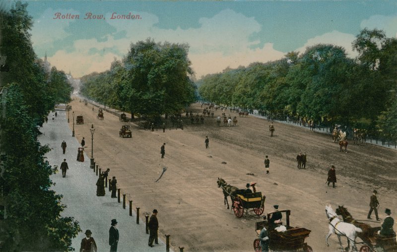 Rotten Row, London. 1913-ban feladott képeslap. alkotó: English Photographer