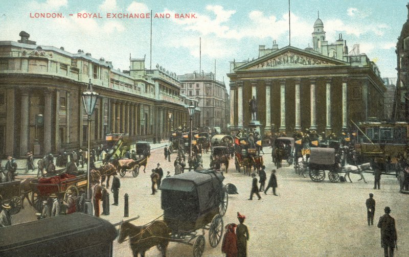 Royal Exchange és Bank of England, City of London (fotó) alkotó: English Photographer