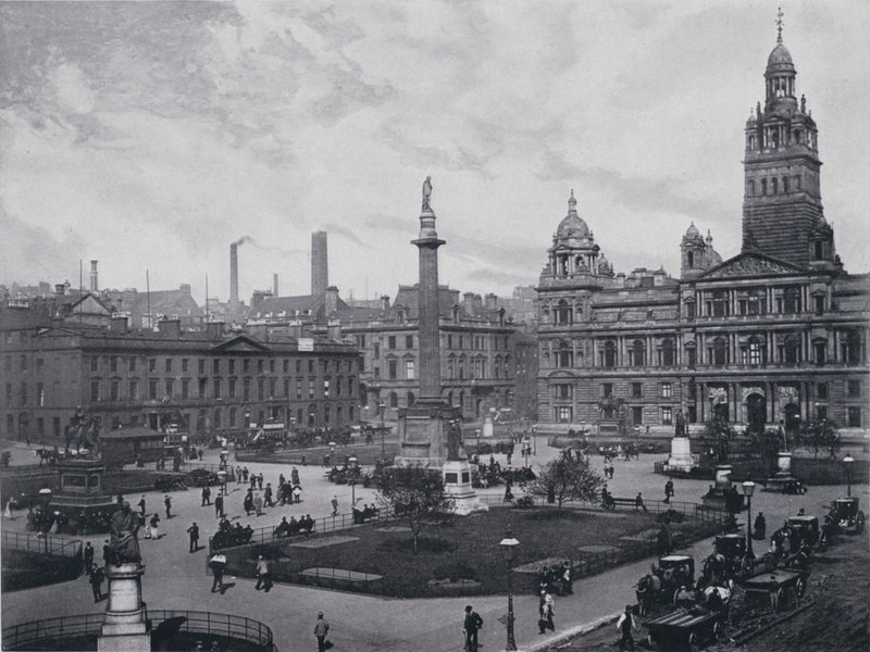 Skócia: George Square (fekete-fehér fotó) alkotó: English Photographer