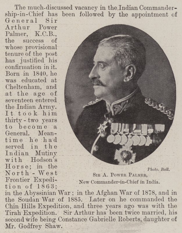 Sir A Power Palmer, új indiai főparancsnok alkotó: English Photographer