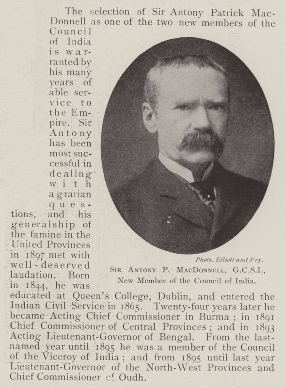 Sir Antony P MacDonnell, GCSI, az Indiai Tanács új tagja alkotó: English Photographer