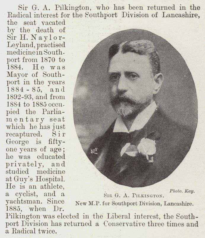 Sir G A Pilkington, a lancashire-i Southport Division új képviselője alkotó: English Photographer