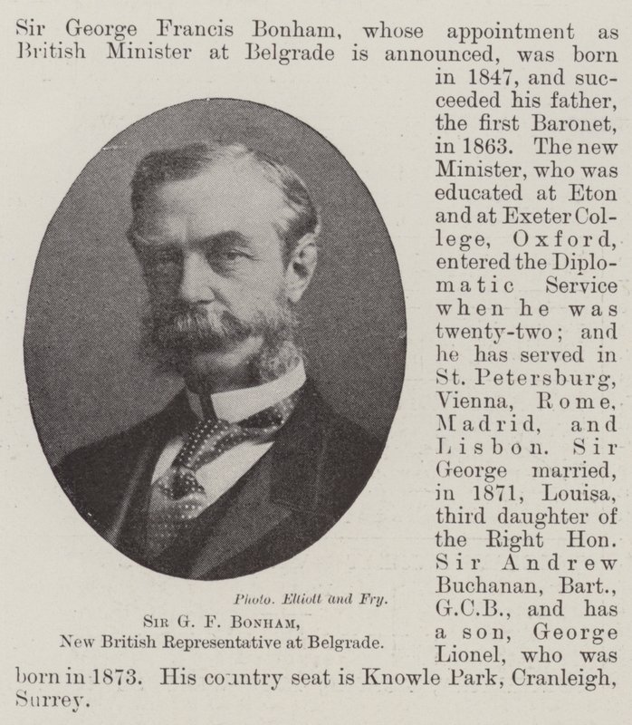 Sir G. F. Bonham, új brit belgrádi képviselő alkotó: English Photographer