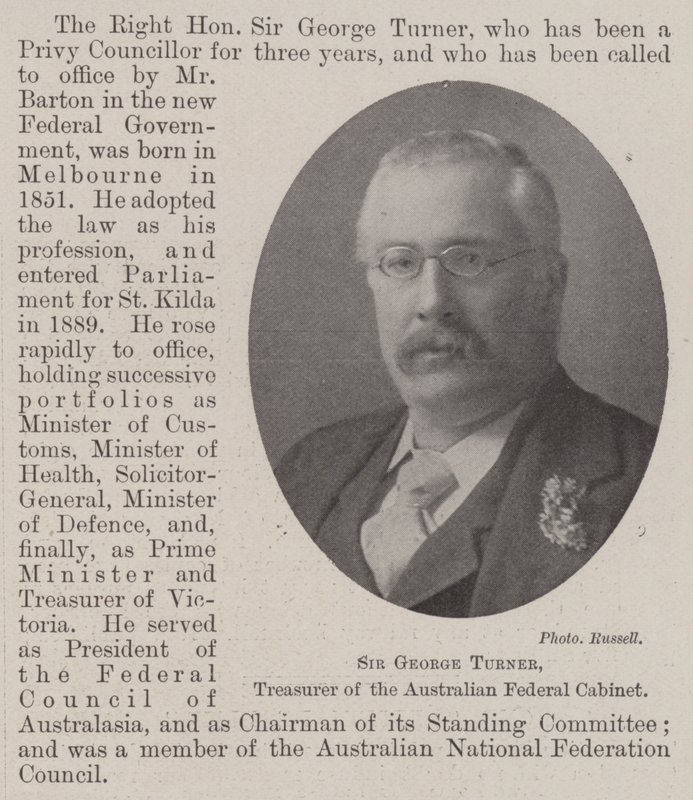 Sir George Turner, az ausztrál szövetségi kabinet pénztárnoka alkotó: English Photographer