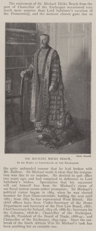 Sir Michael Hicks Beach, a köntösében, mint pénzügyminiszter alkotó: English Photographer