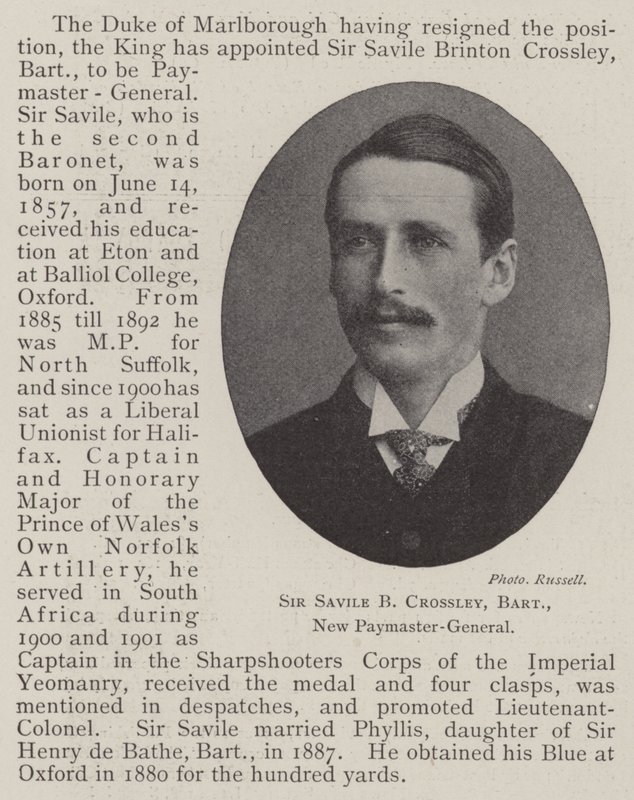 Sir Savile B Crossley, Baronet, új fizetési főnök alkotó: English Photographer