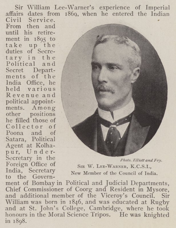 Sir W Lee-Warner, KCSI, az Indiai Tanács új tagja alkotó: English Photographer