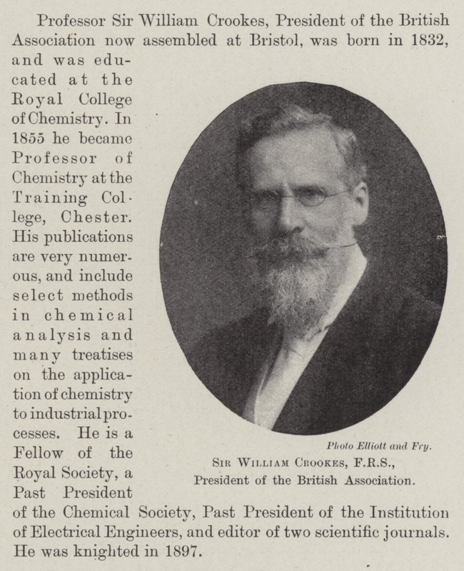 Sir William Crookes, FRS, a Brit Szövetség elnöke alkotó: English Photographer