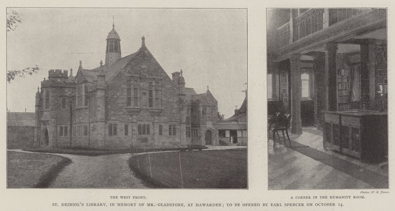St Deiniols Könyvtár Gladstone úr emlékére, Hawardenben, amelyet Earl Spencer nyit meg október 14-én alkotó: English Photographer