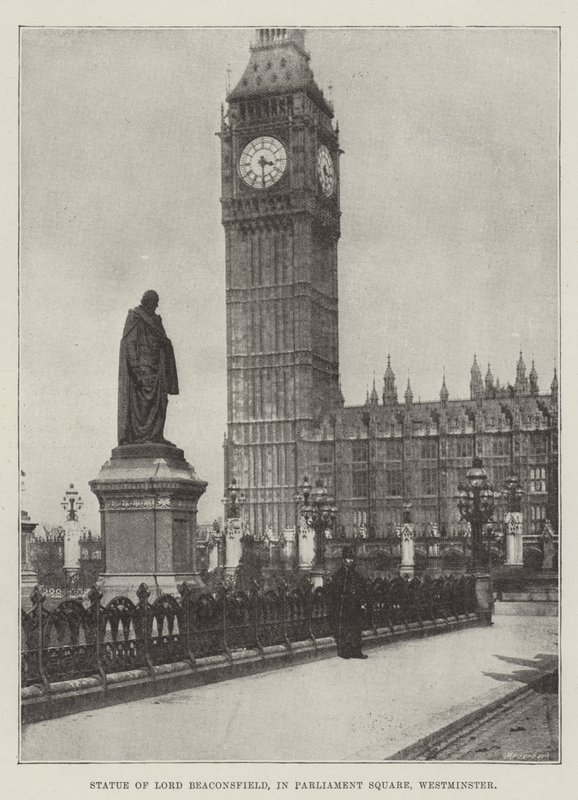 Lord Beaconsfield szobra a Parlament téren, Westminsterben alkotó: English Photographer