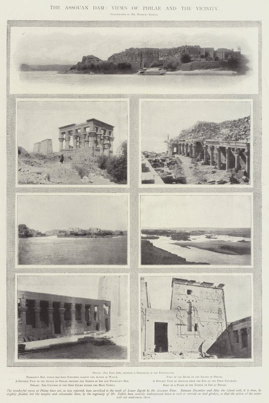 Az Assouan-gát, kilátás Philae-ra és a környékre alkotó: English Photographer