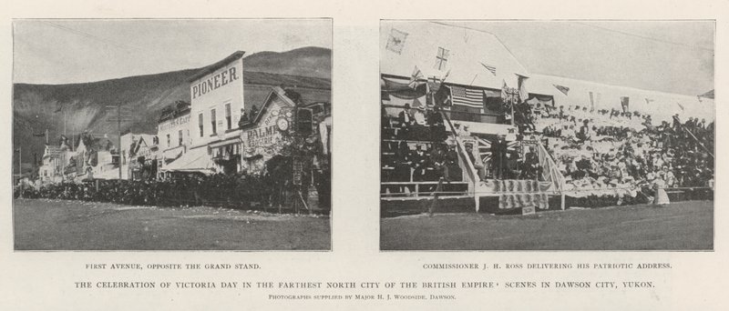 A Victoria-nap megünneplése a Brit Birodalom legtávolabbi északi városában, jelenetek Dawson Cityben, Yukon államban alkotó: English Photographer