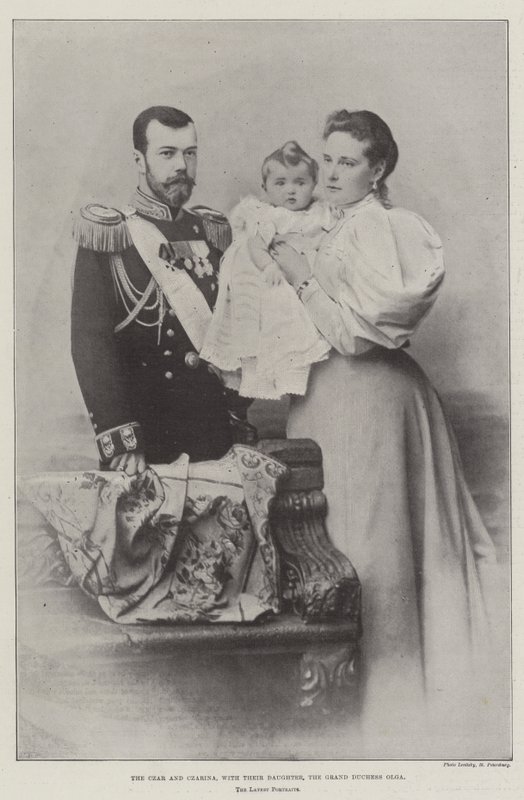 A cár és a cárnő, lányukkal, Olga nagyhercegnővel alkotó: English Photographer