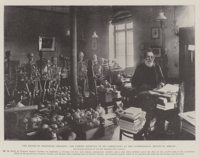 Virchow professzor, a híres tudós halála a berlini Patológiai Intézet laboratóriumában alkotó: English Photographer