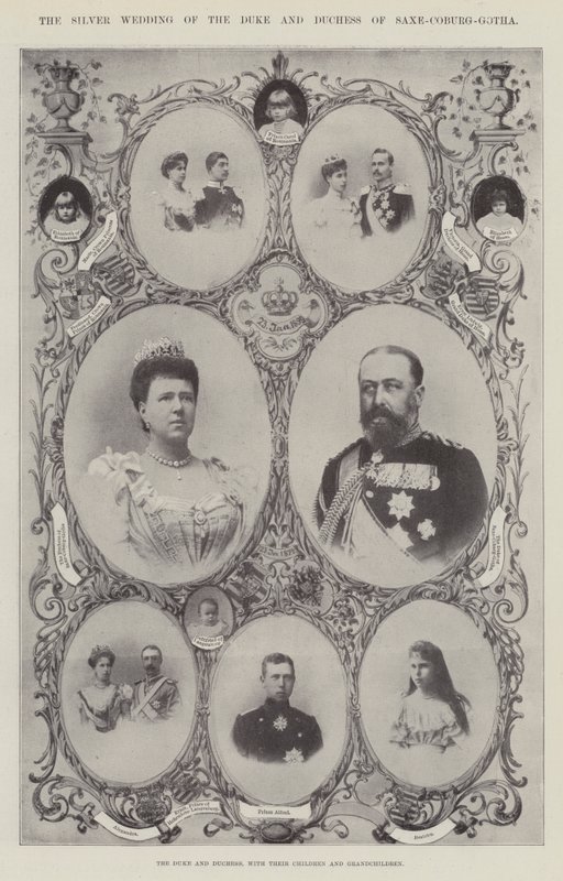 Szász-Coburg-Gotha hercege és hercegné gyermekeikkel és unokáikkal alkotó: English Photographer