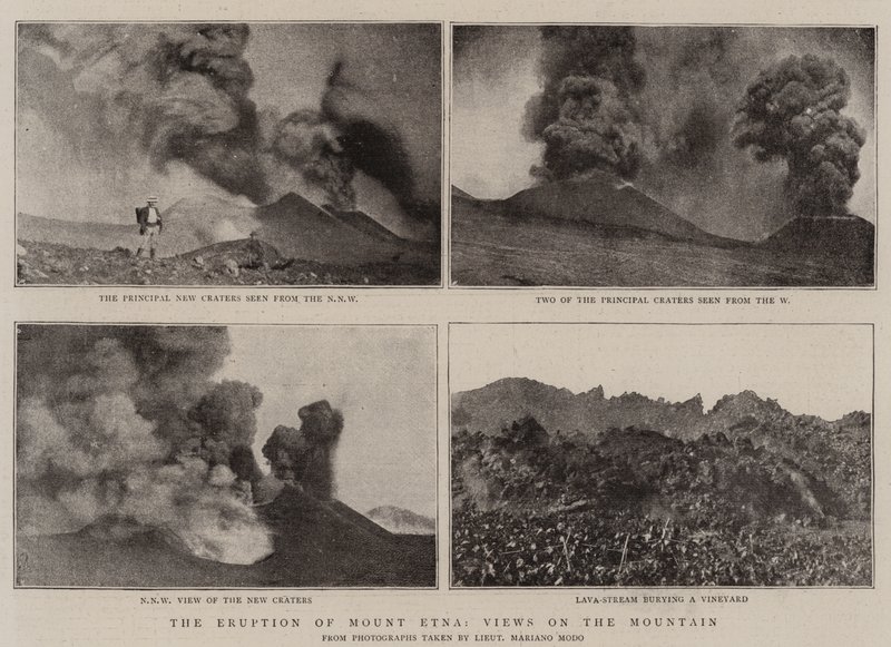 Az Etna kitörése, kilátás a hegyre alkotó: English Photographer
