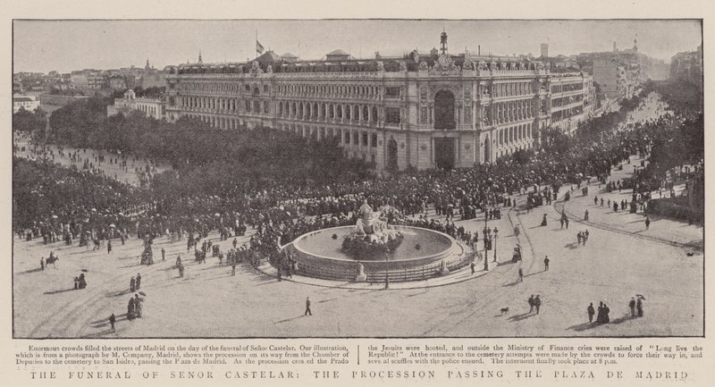 Senor Castelar temetése, a körmenet a Plaza de Madrid mellett alkotó: English Photographer