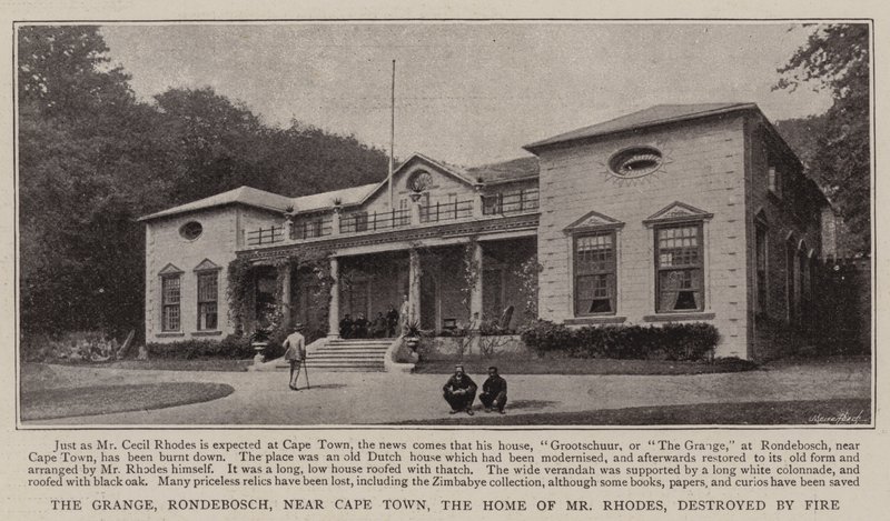 A Grange, Rondebosch, Fokváros közelében, Mr. Rhodes otthona, amelyet tűz pusztított el alkotó: English Photographer