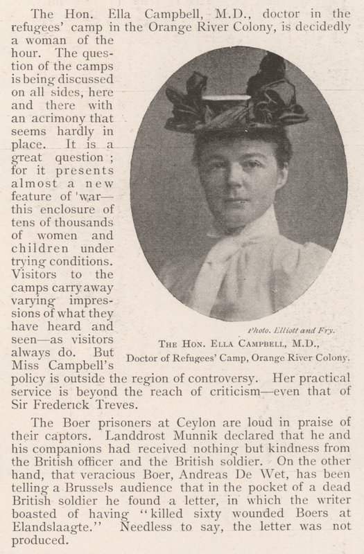 A tiszteletreméltó Ella Campbell, MD, Doctor of Refugees Camp, Orange River Colony alkotó: English Photographer