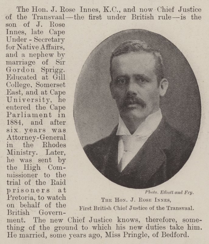 A tisztelt J Rose Innes, Transvaal első brit főbírója alkotó: English Photographer