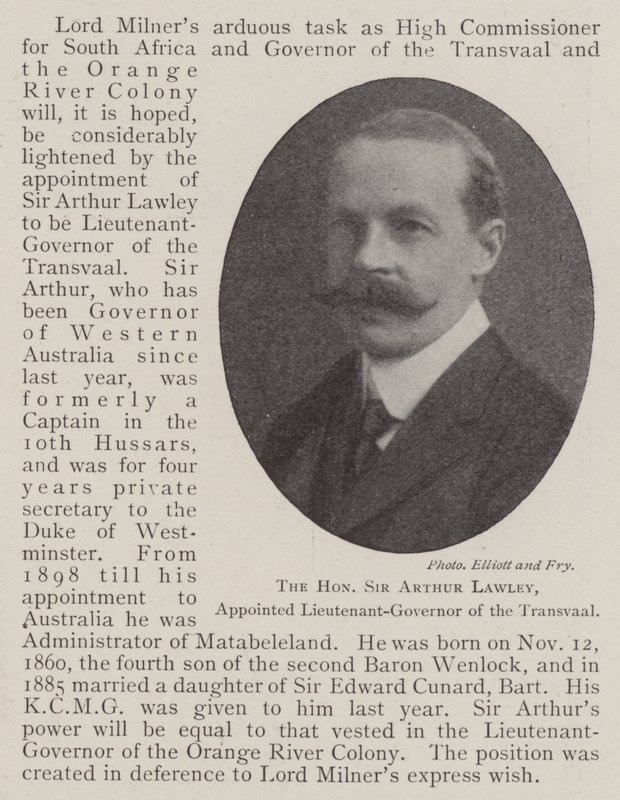 A tisztelt Sir Arthur Lawley, Transvaal kormányzóhelyettesévé nevezték ki alkotó: English Photographer