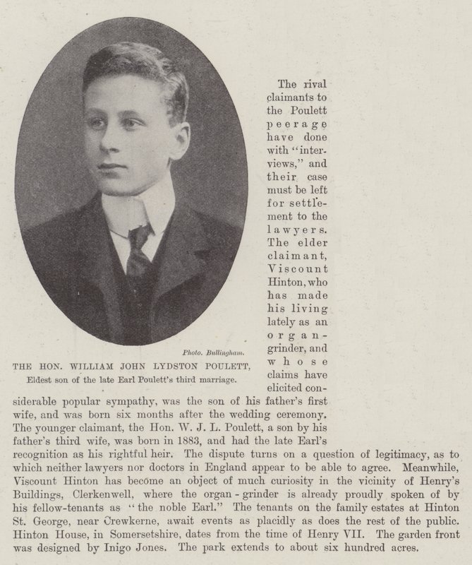A tisztelt William John Lydston Poulett, a néhai Earl Poulett harmadik házasságának legidősebb fia alkotó: English Photographer