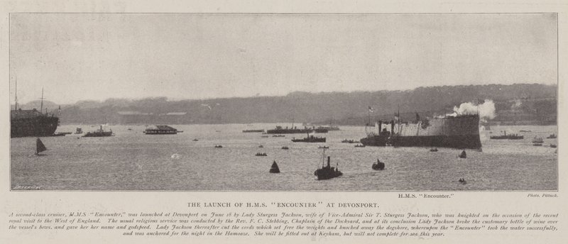 A HMS Encounter elindítása Devonportban alkotó: English Photographer