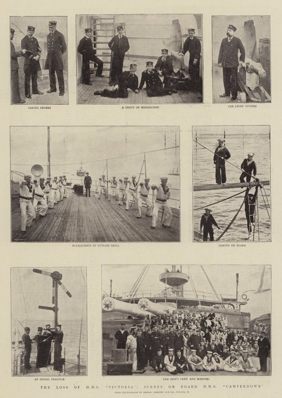 A HMS Victoria elvesztése, Jelenetek a HMS Camperdown fedélzetén alkotó: English Photographer
