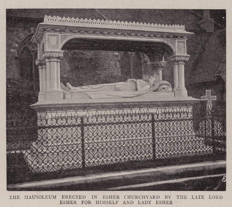 A mauzóleum, amelyet a néhai Lord Esher emeltetett magának és Lady Eshernek az Esher templomkertben alkotó: English Photographer