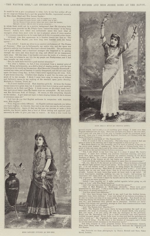 The Nautch Girl, interjú Miss Lenore Snyderrel és Miss Jessie Bonddal a Savoyban alkotó: English Photographer