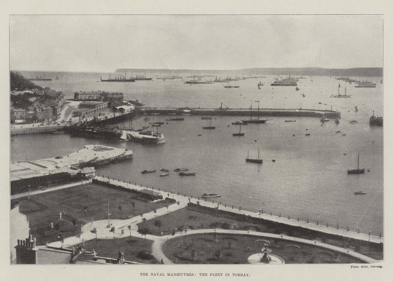 A haditengerészeti manőverek, a flotta Torbayban alkotó: English Photographer