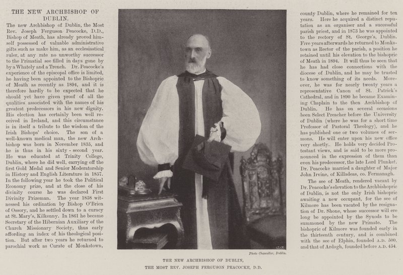 Dublin új érseke, a legtisztelendőbb Joseph Ferguson Peacocke, DD alkotó: English Photographer