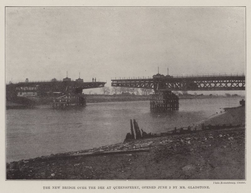 Az új híd a Dee felett Queensferryben, amelyet június 2-án nyitott meg Gladstone úr alkotó: English Photographer