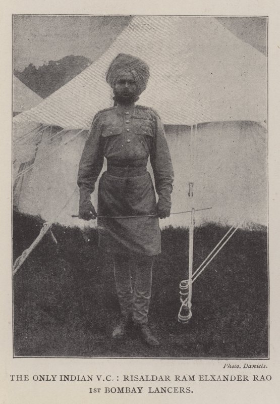 Az egyetlen indiai VC, Risaldar Ram Elxander Rao, az 1. Bombay Lancers alkotó: English Photographer
