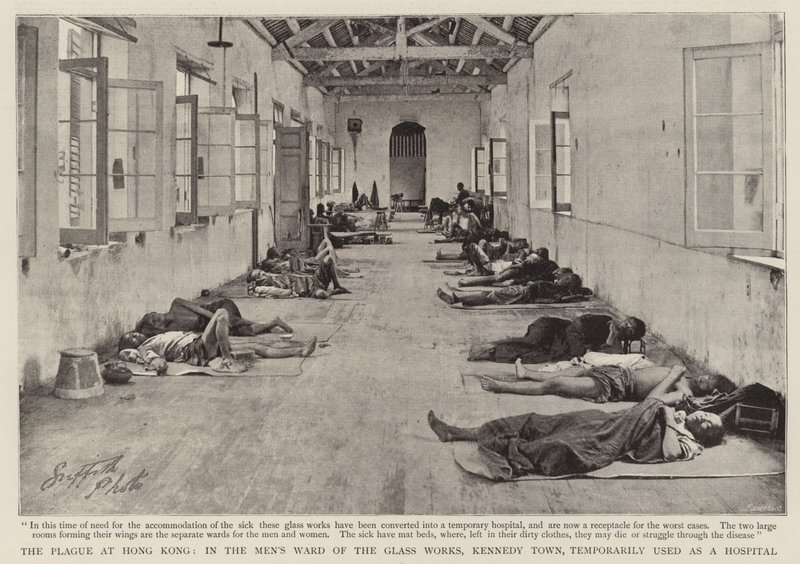A pestis Hong Kongban, a Kennedy Town-i Üveggyár Mens Ward-jában, ideiglenesen kórházként használták alkotó: English Photographer