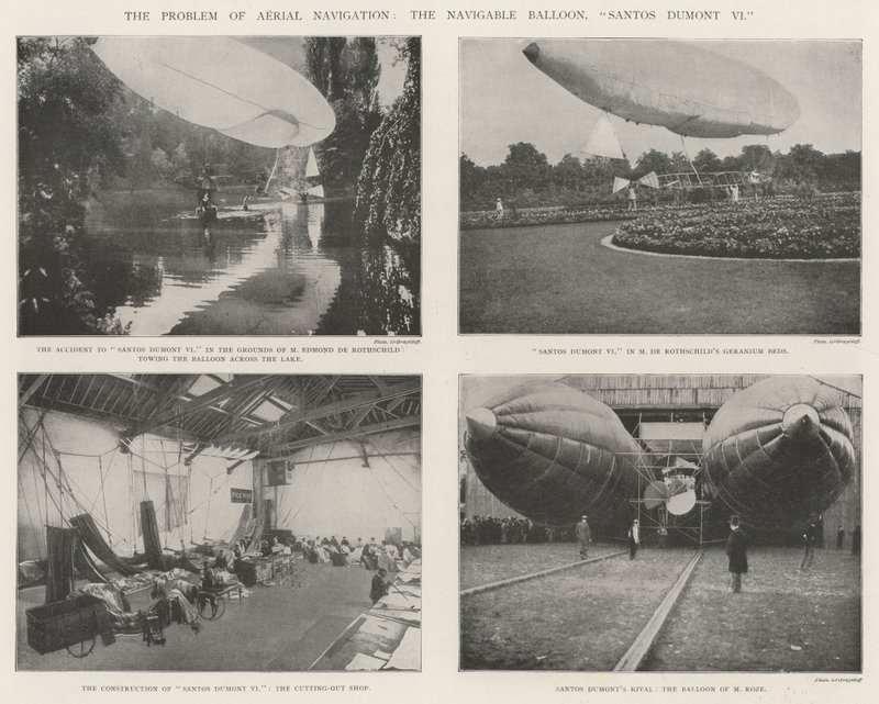 A légi navigáció problémája, a hajózható léggömb, Santos Dumont VI alkotó: English Photographer
